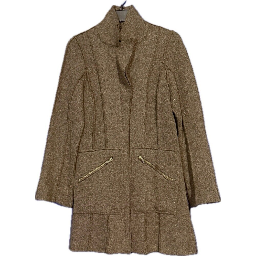 Dick & Jayne Los Angeles Long Wool Coat Jacket Sz Small Brown Lagenlook
